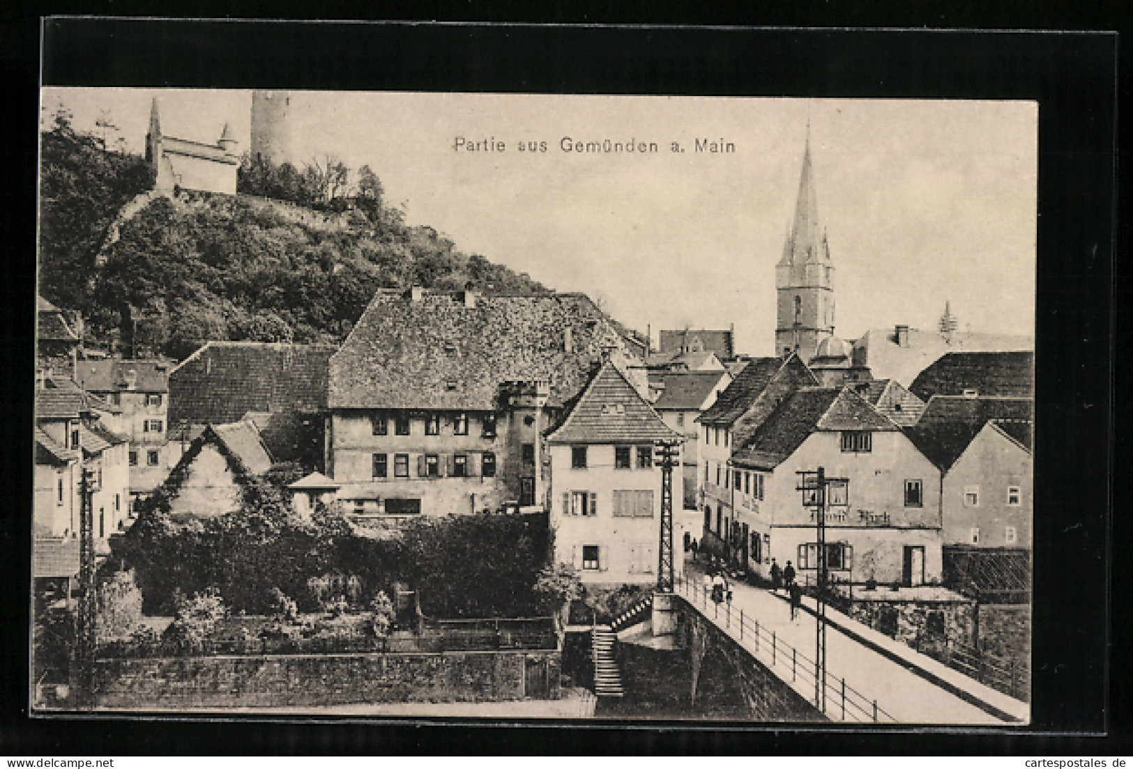 AK Gemünden a. Main, Strassenpartie mit Geschäften