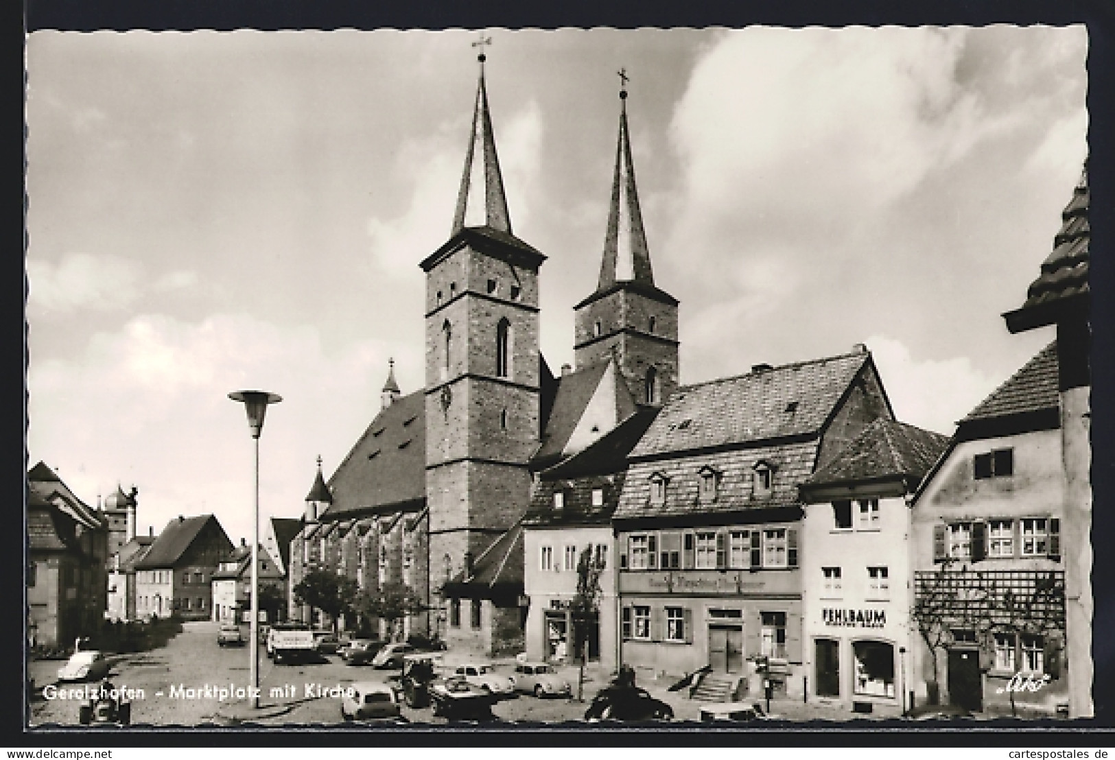 AK Gerolzhofen, Marktplatz mit Kirche