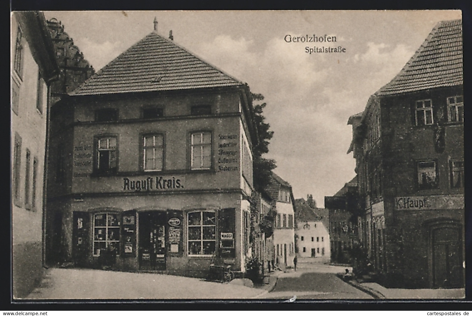 AK Gerolzhofen, Spitalstrasse, Geschäft August Krais