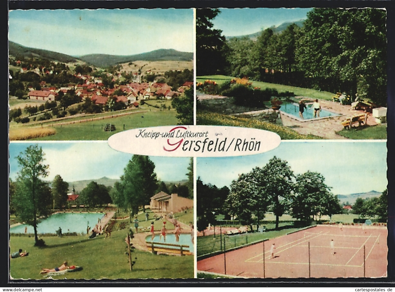 AK Gersfeld /Rhön, Freibad, Kneippbecken, Tennisplatz