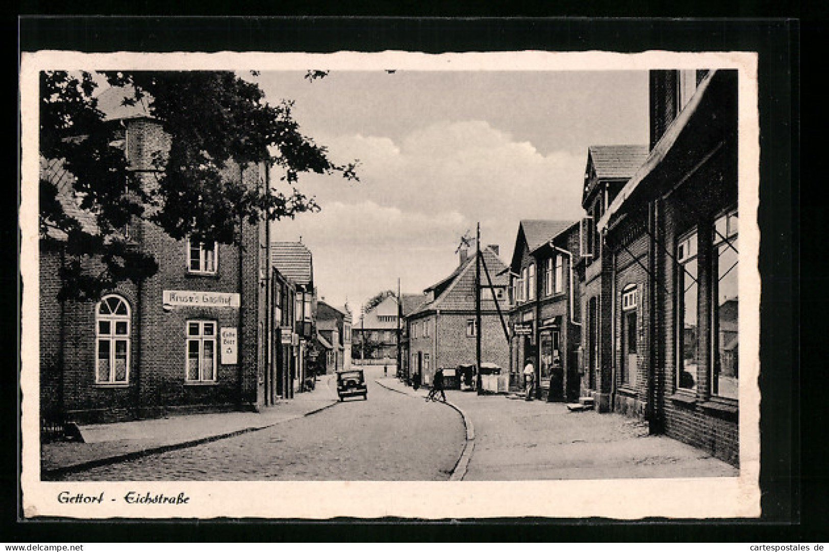 AK Gettorf, Eichstrasse mit Kruse`s Gasthof