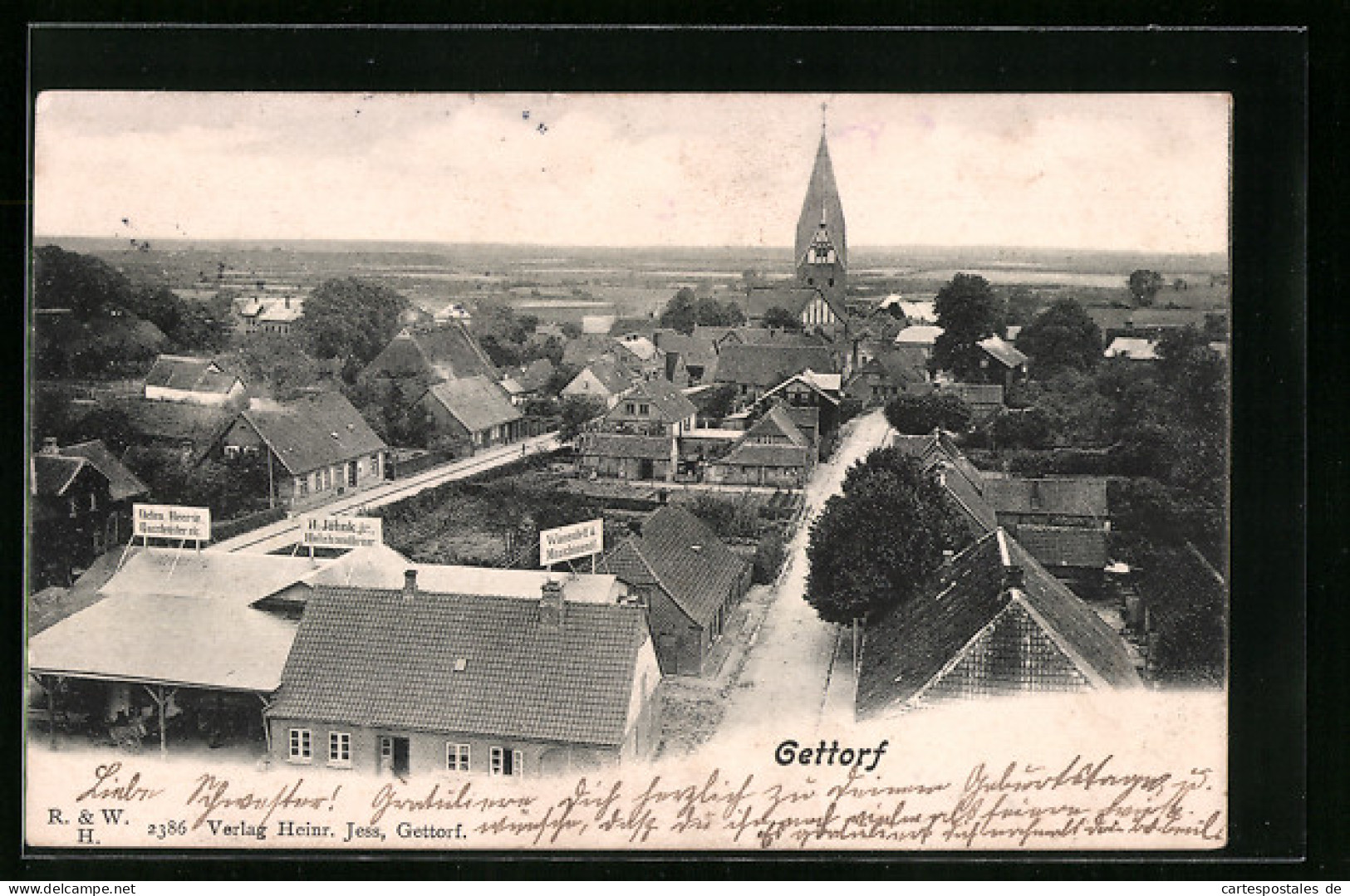 AK Gettorf, Totalansicht mit Kirchturm