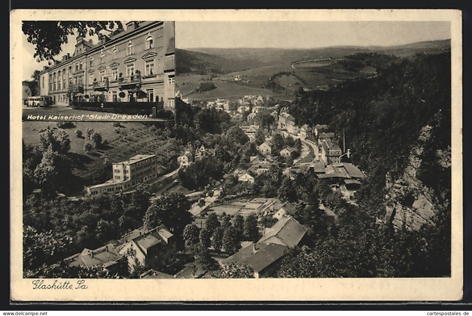 AK Glashütte /Sa., Hotel Kaiserhof Stadt Dresden, Panorama