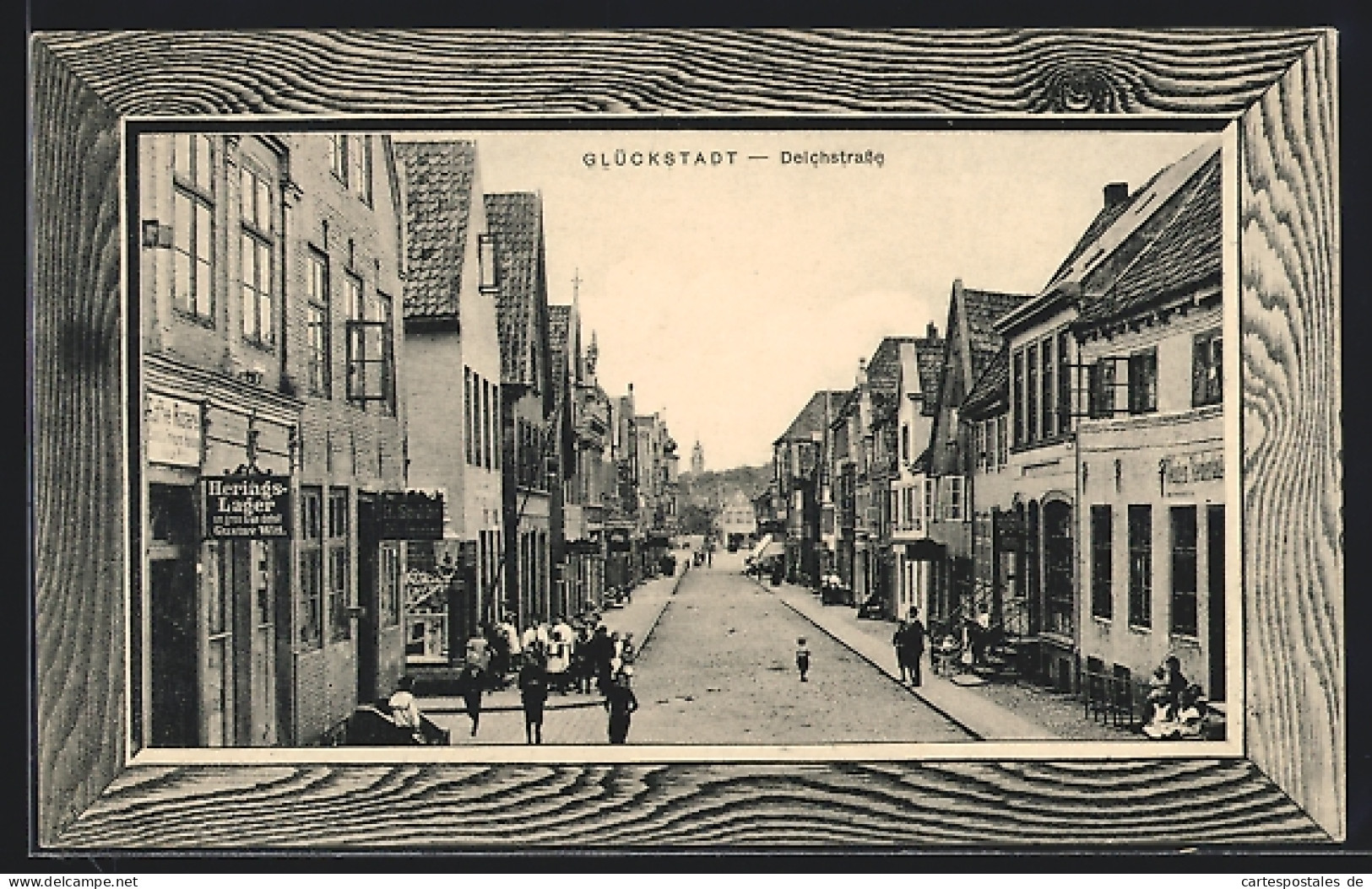 AK Glückstadt, Deichstrasse am Herings-Lager Gustav Witt