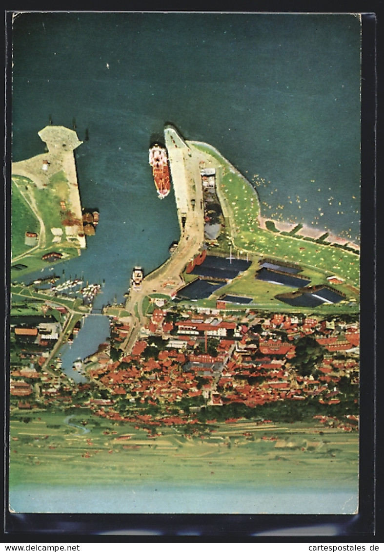 AK Glückstadt /Elbe, Hafeneinfahrt vom Flugzeug aus