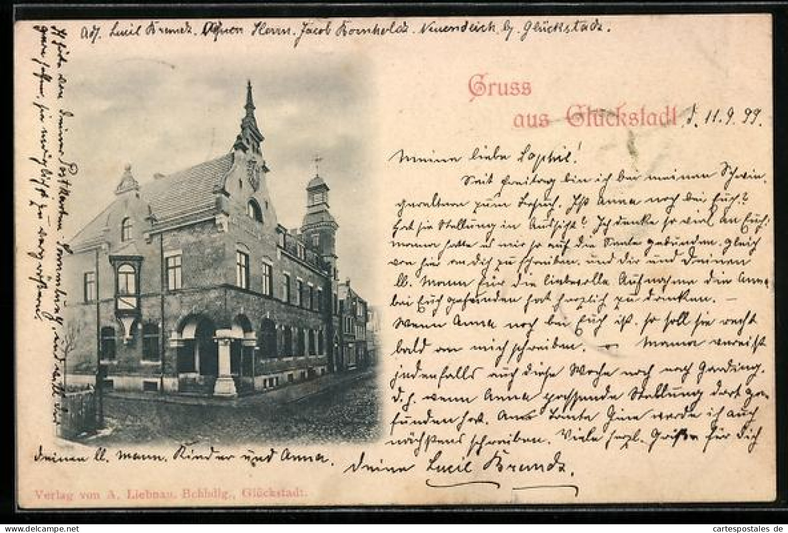 AK Glückstadt, Partie am Kaiserlichen Postamt