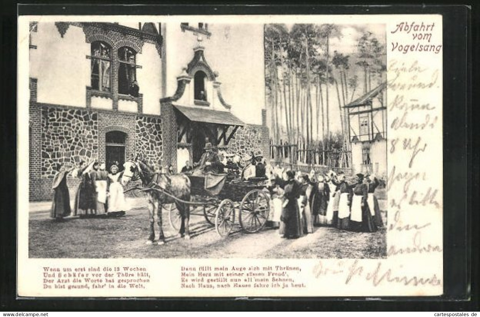 AK Gommern, Gasthaus Vogelsang, Abschied, Lied