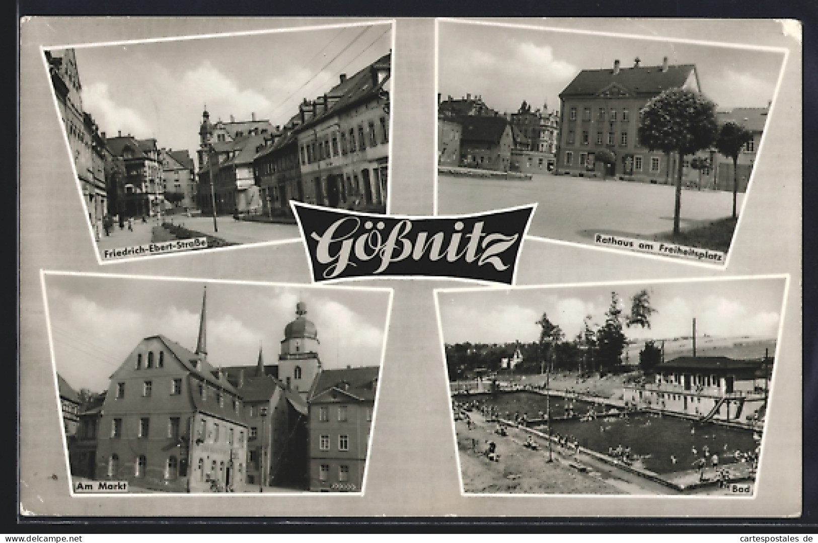 AK Gössnitz / Altenburg, Friedrich-Ebert-Strasse, Rathaus am Freiheitsplatz, Am Markt
