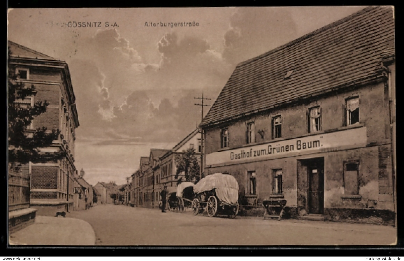 AK Gössnitz /S.-A., Altenburgerstrasse mit Gasthof zum Grünen Baum
