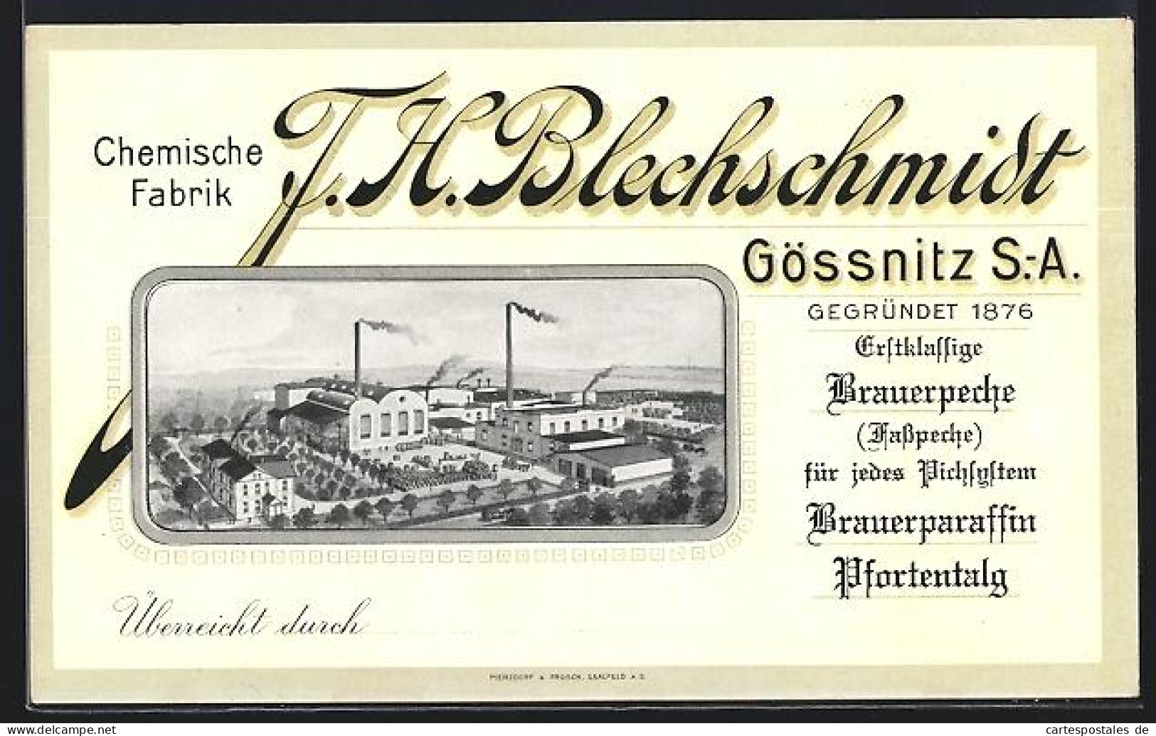 AK Gössnitz / S.-A., Chemische Fabrik F. H. Blechschmidt