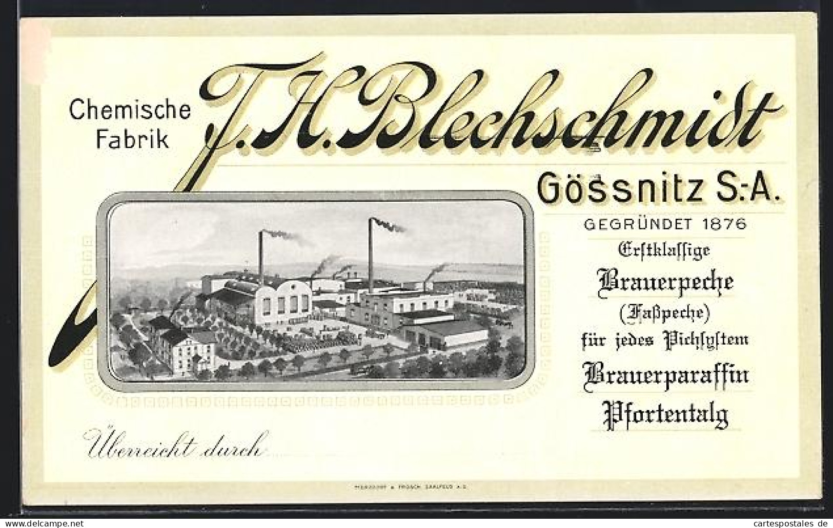 AK Gössnitz / S.-A., Chemische Fabrik F. H. Blechschmidt