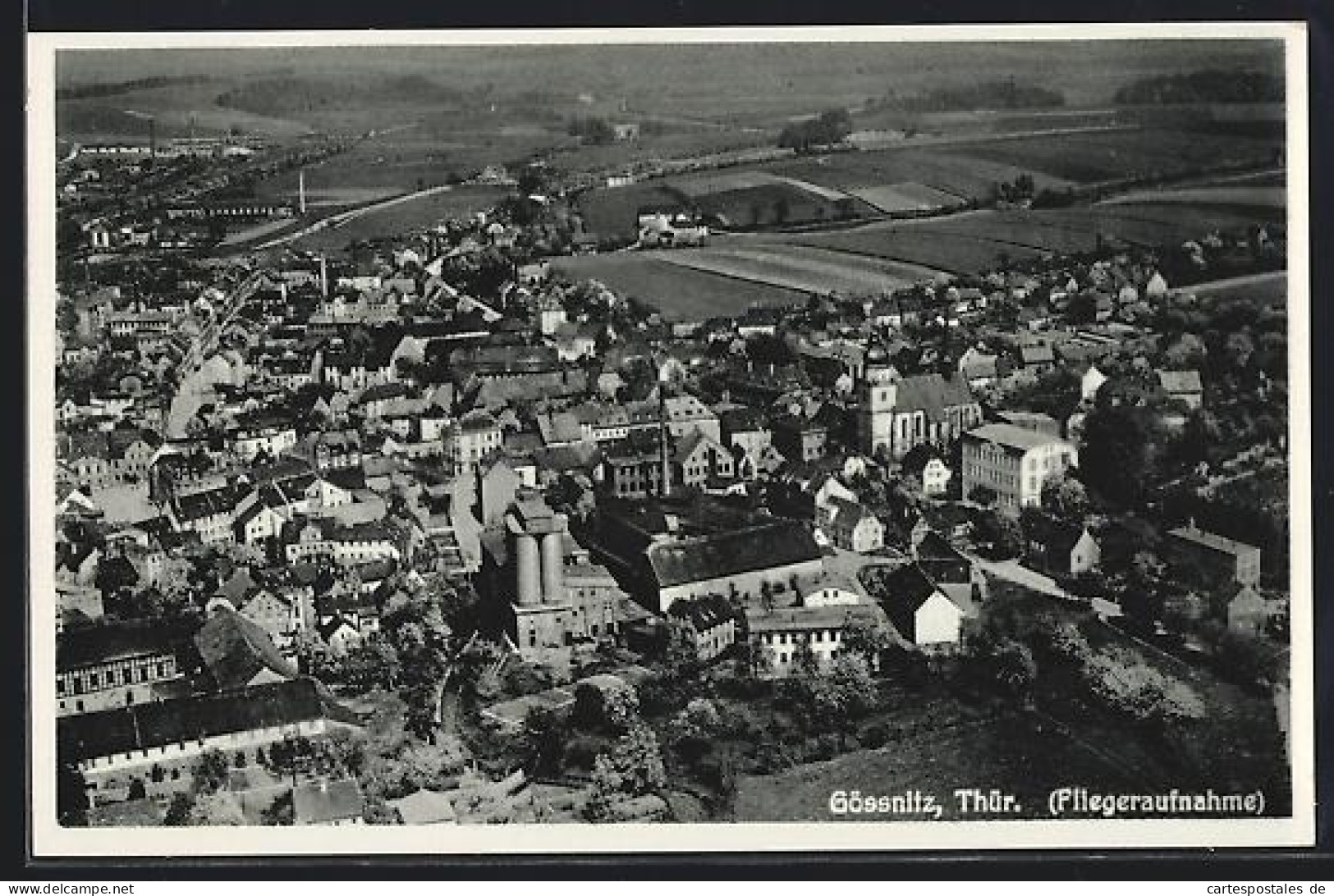 AK Gössnitz /Thür., Fliegeraufnahme des Ortes