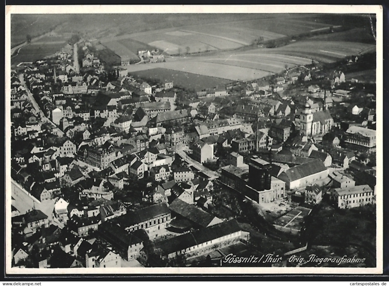 AK Gössnitz /Thür., Ortsansicht, Original-Fliegeraufnahme