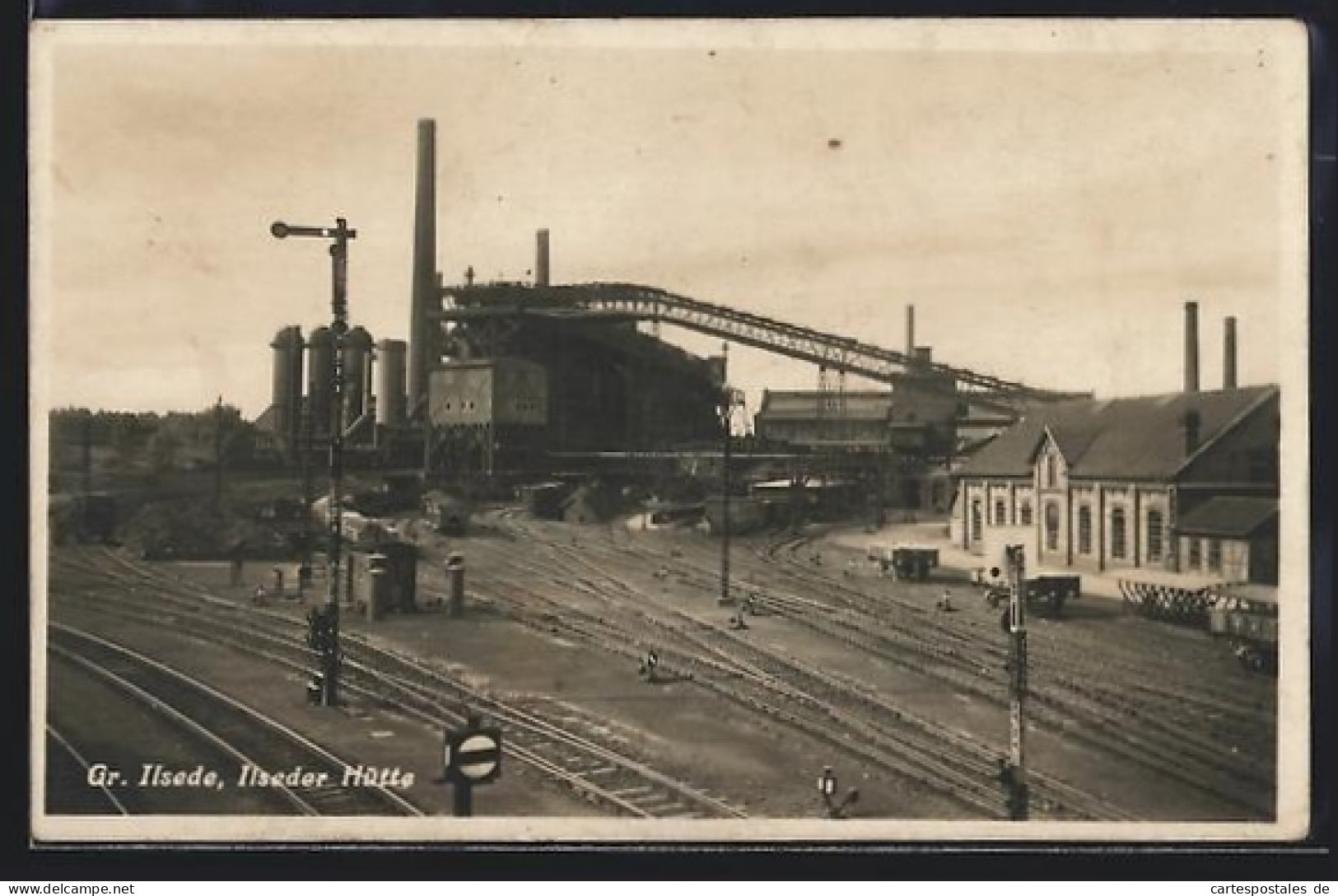 AK Gr. Ilsede, Ilseder Hütte mit Bahngleisen aus der Vogelschau