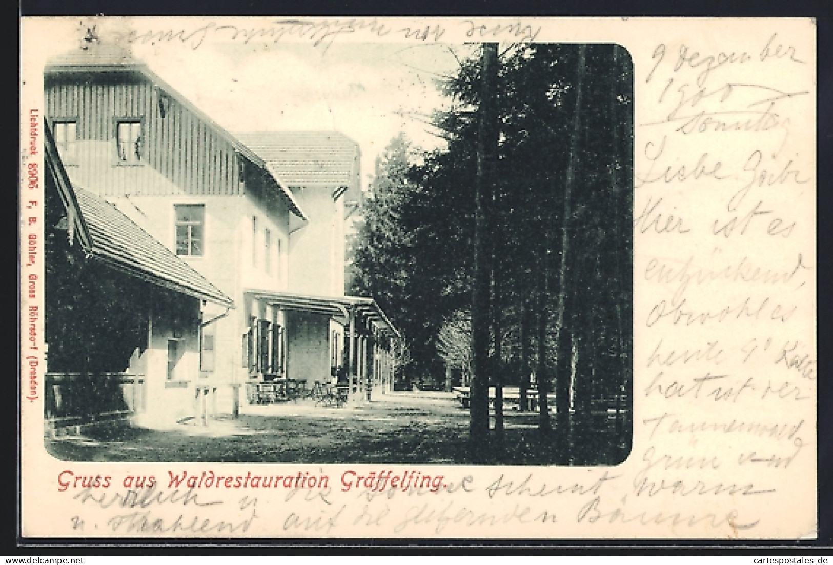 AK Gräfelfing, Waldrestauration Gräffelfing, Terrasse mit Tischen