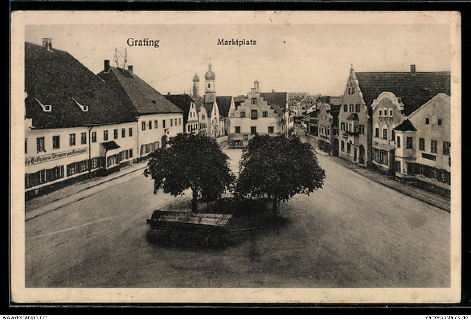 AK Grafing, Marktplatz mit Gasthaus und Brauerei zum Grandauer