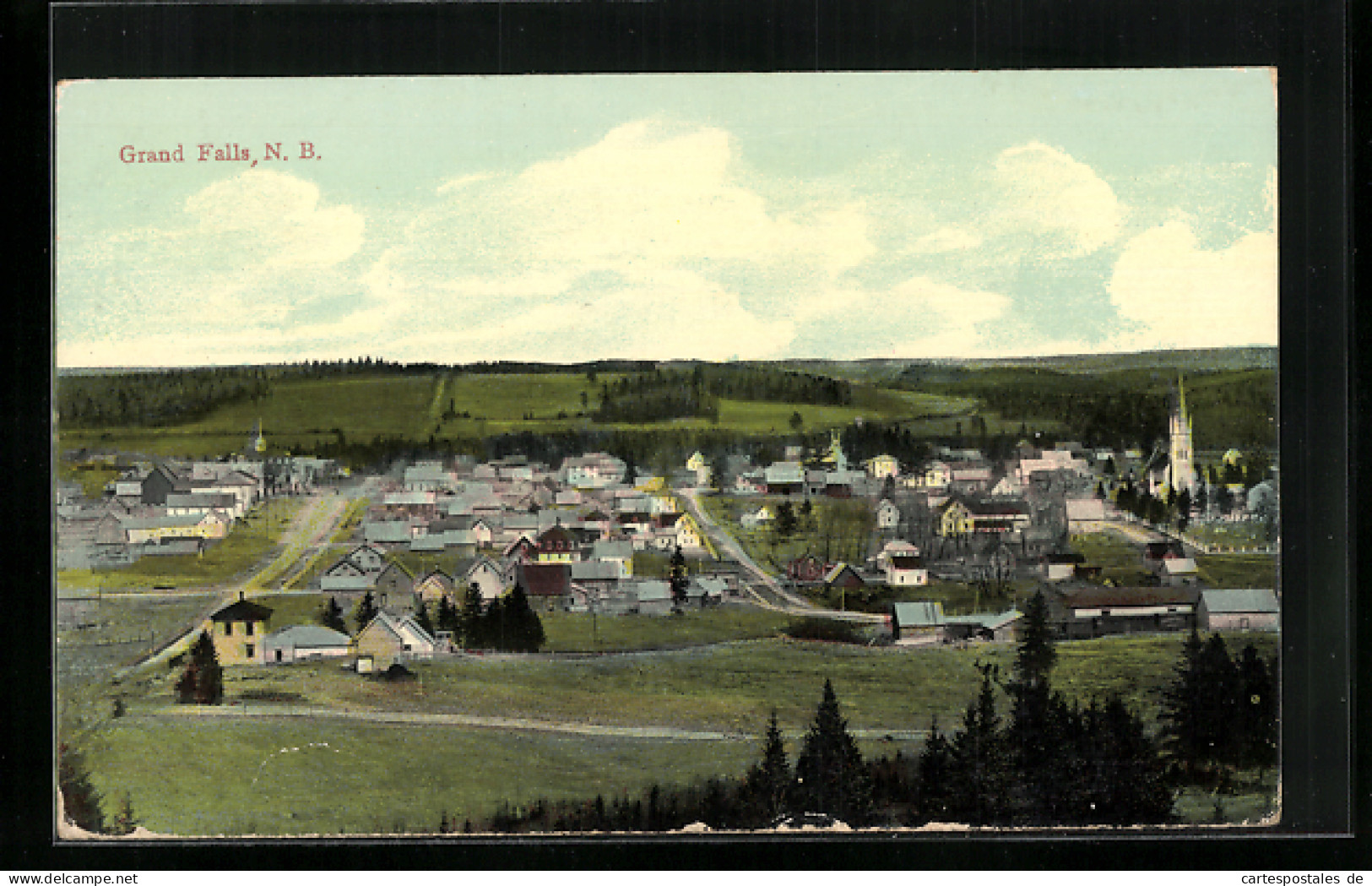 AK Grand Falls /N. B., Totalansicht aus der Vogelschau