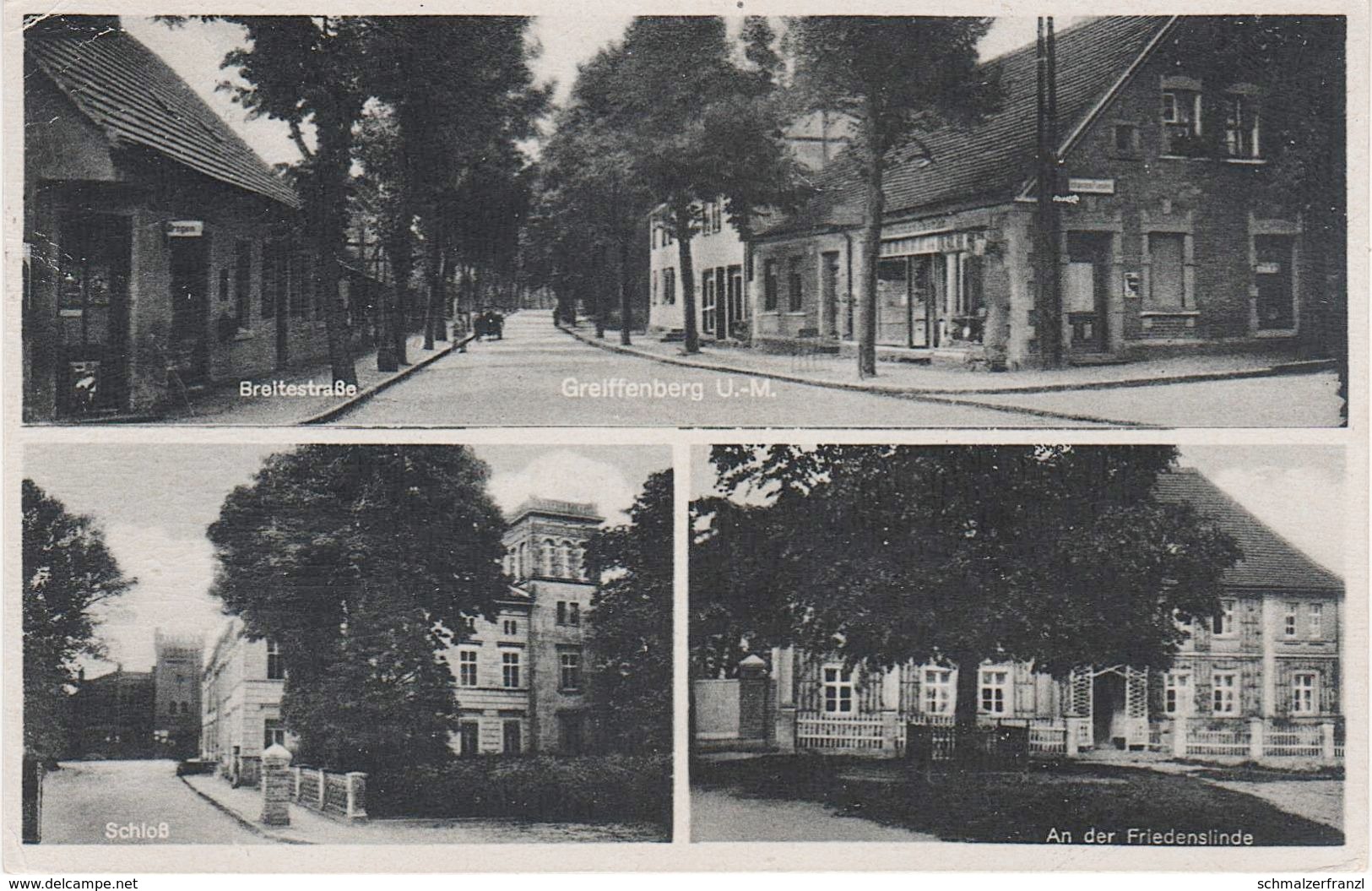 AK Greiffenberg Uckermark Breitestraße Breite Straße Schloß Friedenslinde Angermünde Peetzig Bruchhagen Welsow Görlsdorf