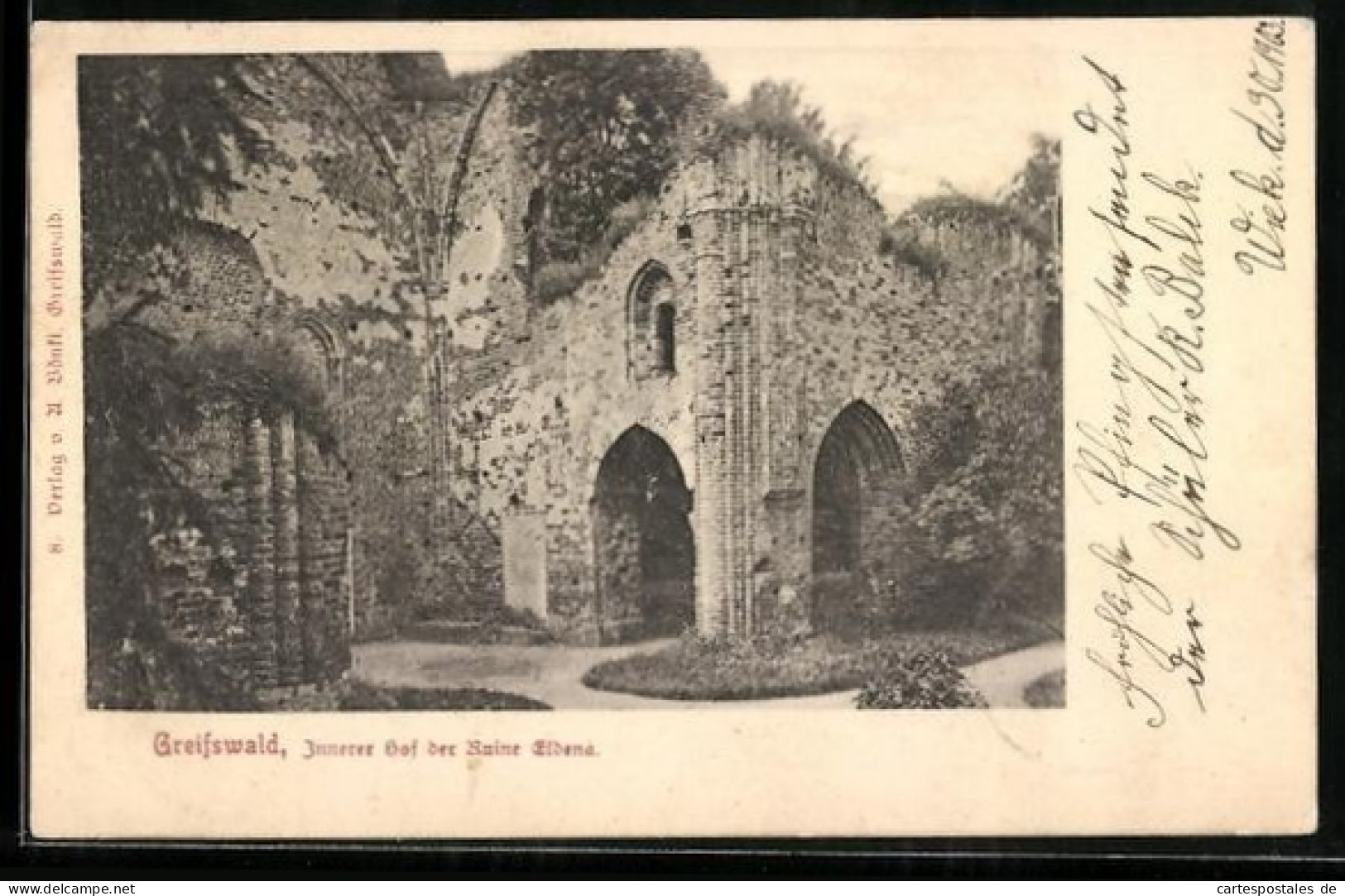 AK Greifswald, Innerer Hof der Ruine Eldena