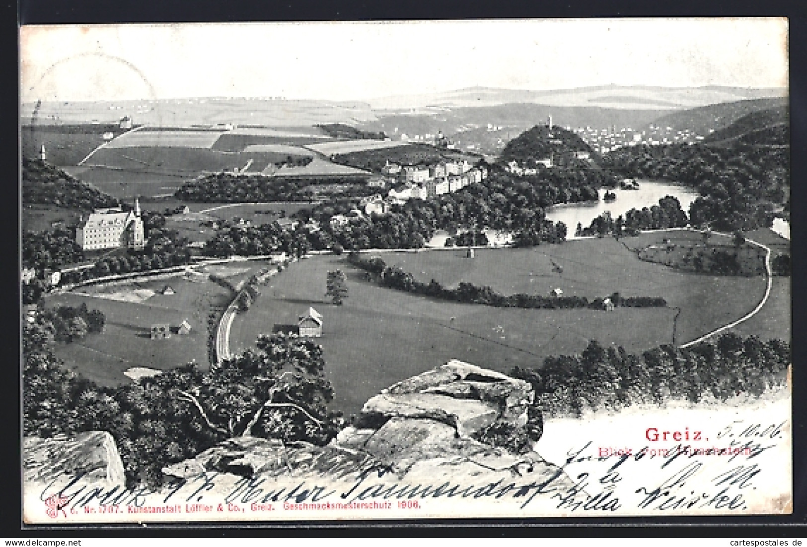 AK Greiz, Totalansicht vom Hirschstein gesehen