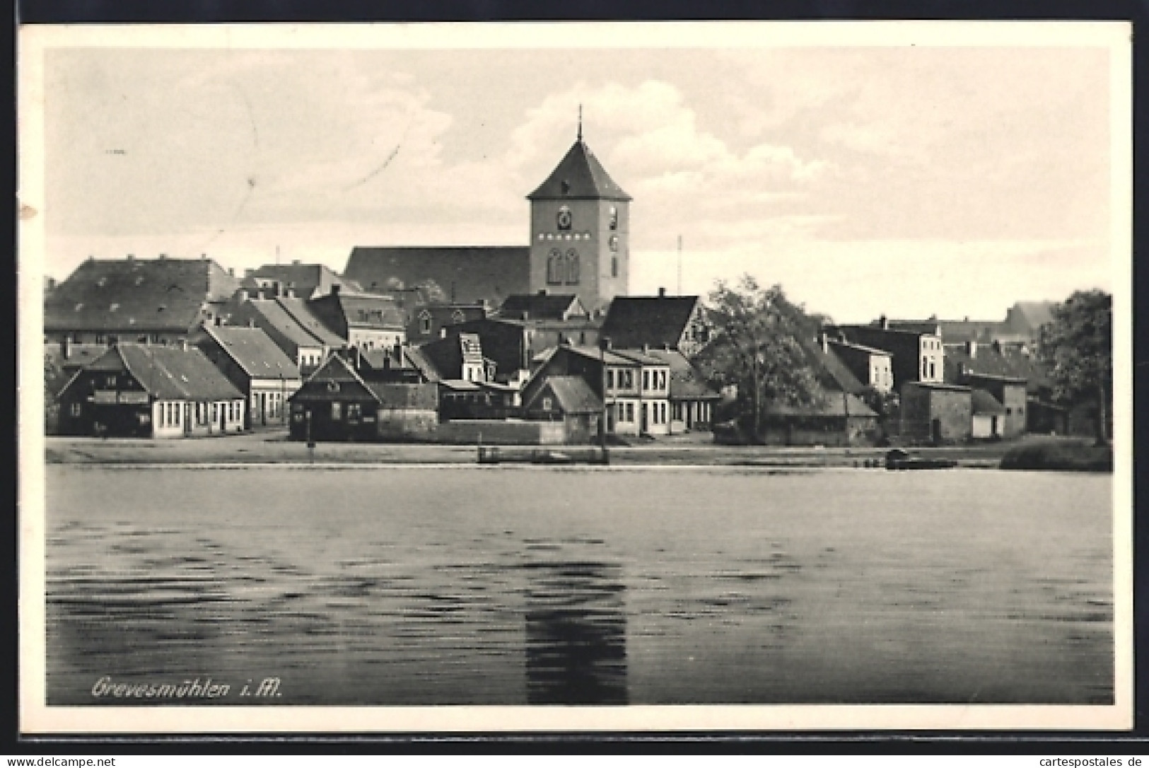 AK Grevesmühlen, Ortsansicht vom Wasser aus