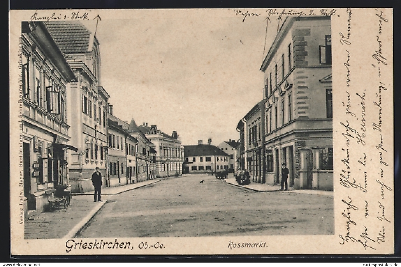 AK Grieskirchen /Ob.-Oe., Zwei Anwohner am Rossmarkt
