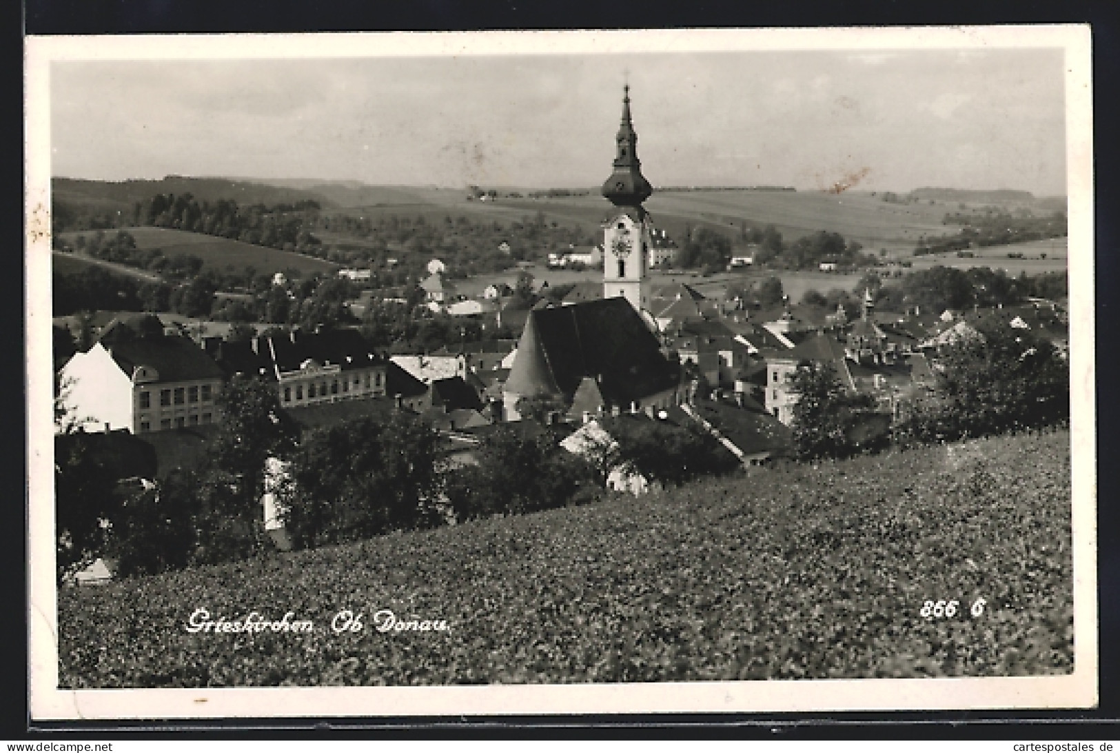 AK Grieskirchen /Oberösterreich, Ortsansicht mit Kirche