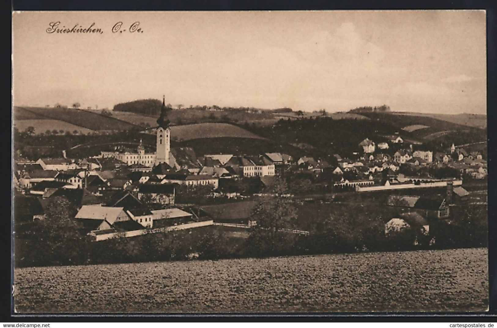 AK Grieskirchen, Stadtansicht mit der Kirche