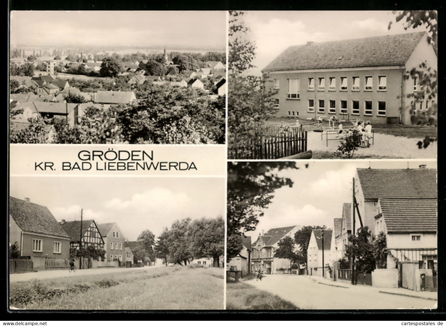 AK Gröden /Bad Liebenwerda, Ortsansicht, Schule, Strassenpartien