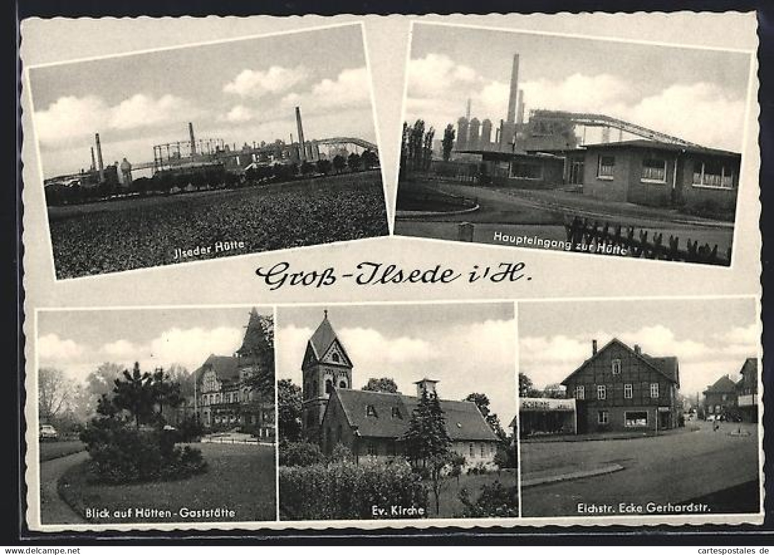 AK Gross Ilsede i. H., Hütten-Gaststätte, Ilseder Hütte, Haupteingang zur Hütte, Ev. Kirche