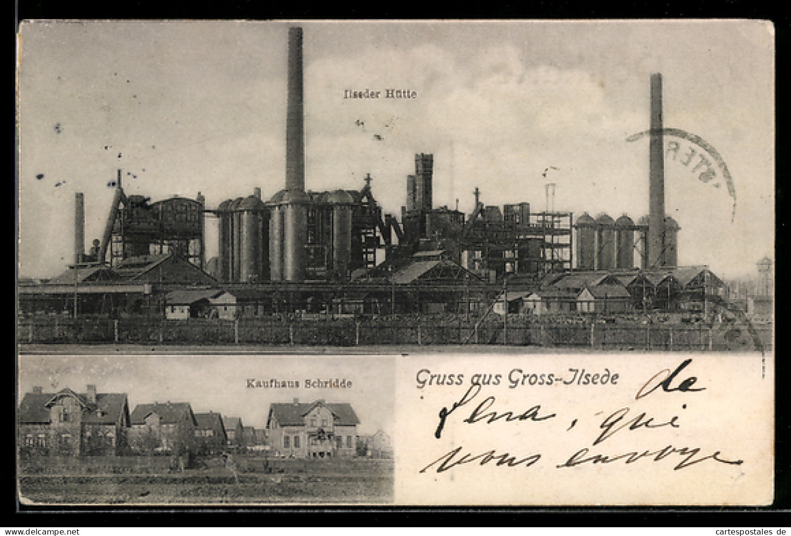 AK Gross-Ilsede, Partie vor der Hütte und Kaufhaus Schridde