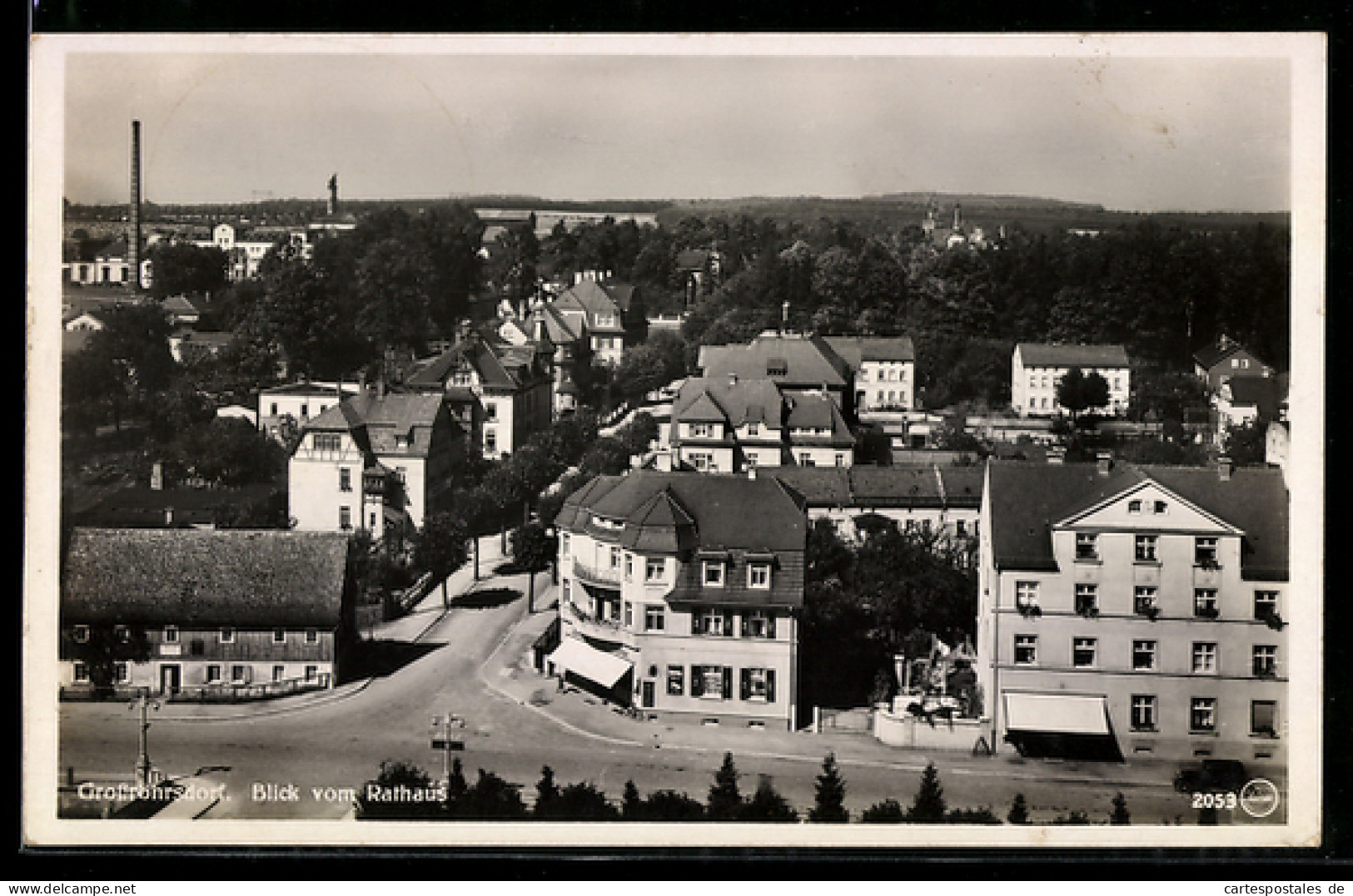 AK Grossröhrsdorf, Blick vom Rathaus auf den Ort