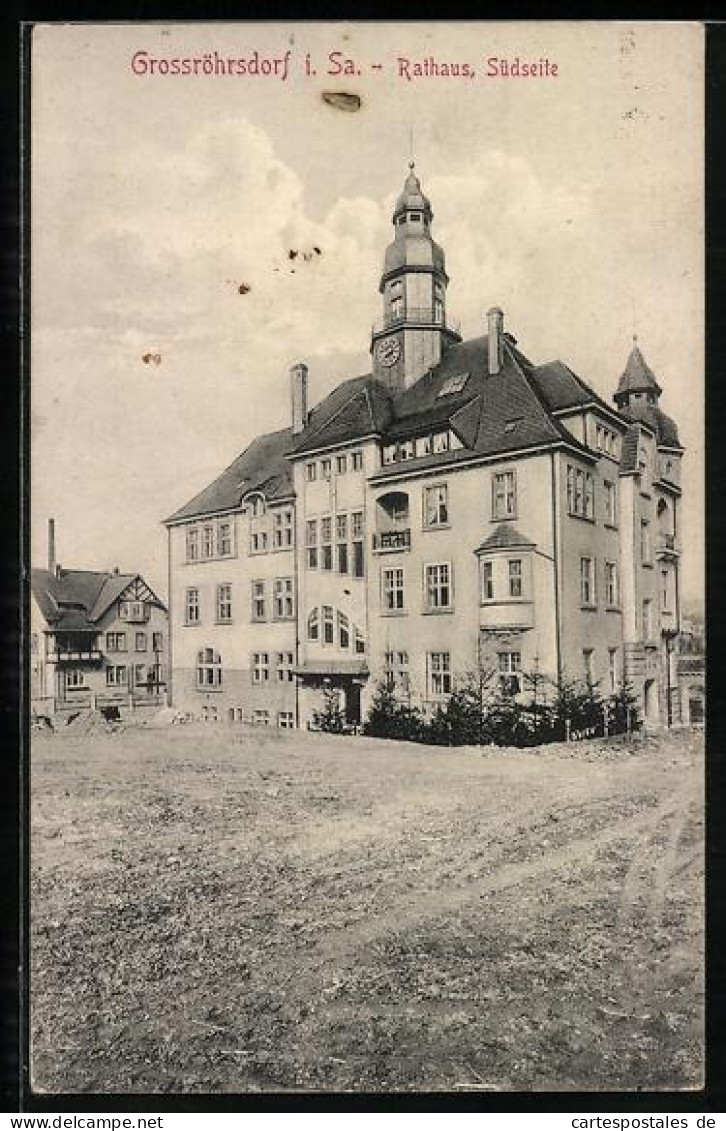 AK Grossröhrsdorf i. Sa., Südseite des Rathauses