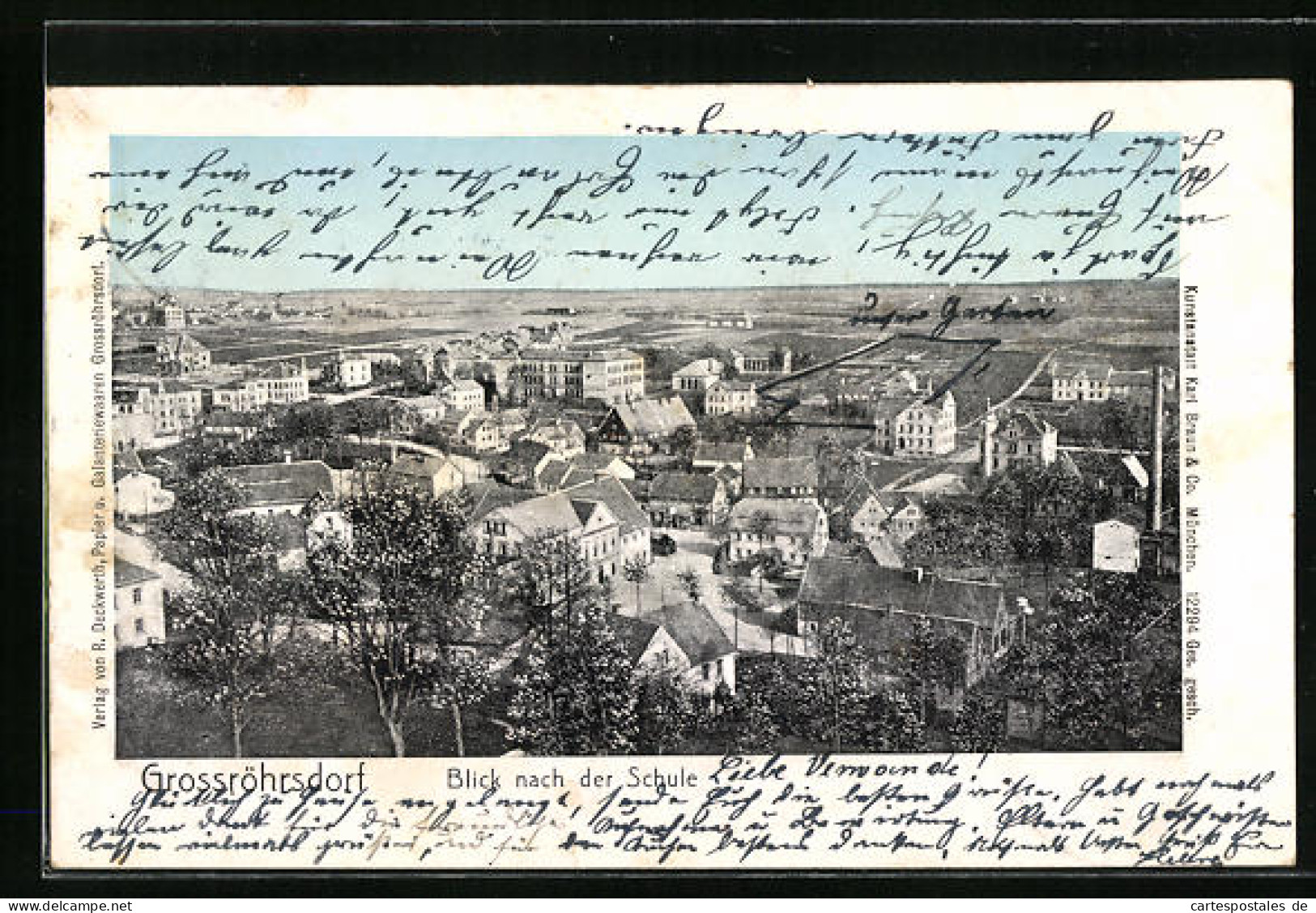AK Grossröhrsdorf, Teilansicht mit Blick zur Schule