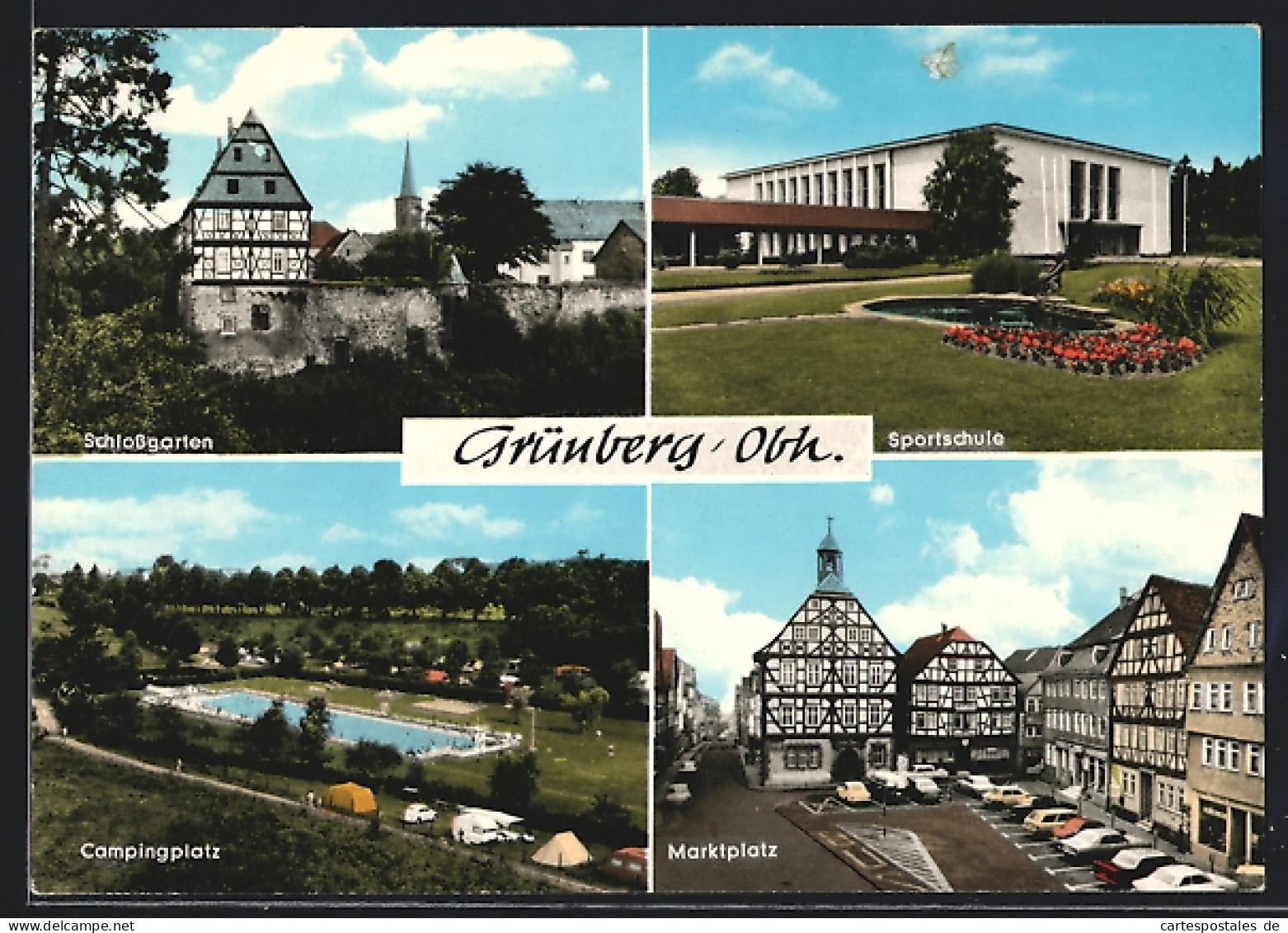 AK Grünberg /Oberhessen, Campingplatz, Sportschule, Marktplatz