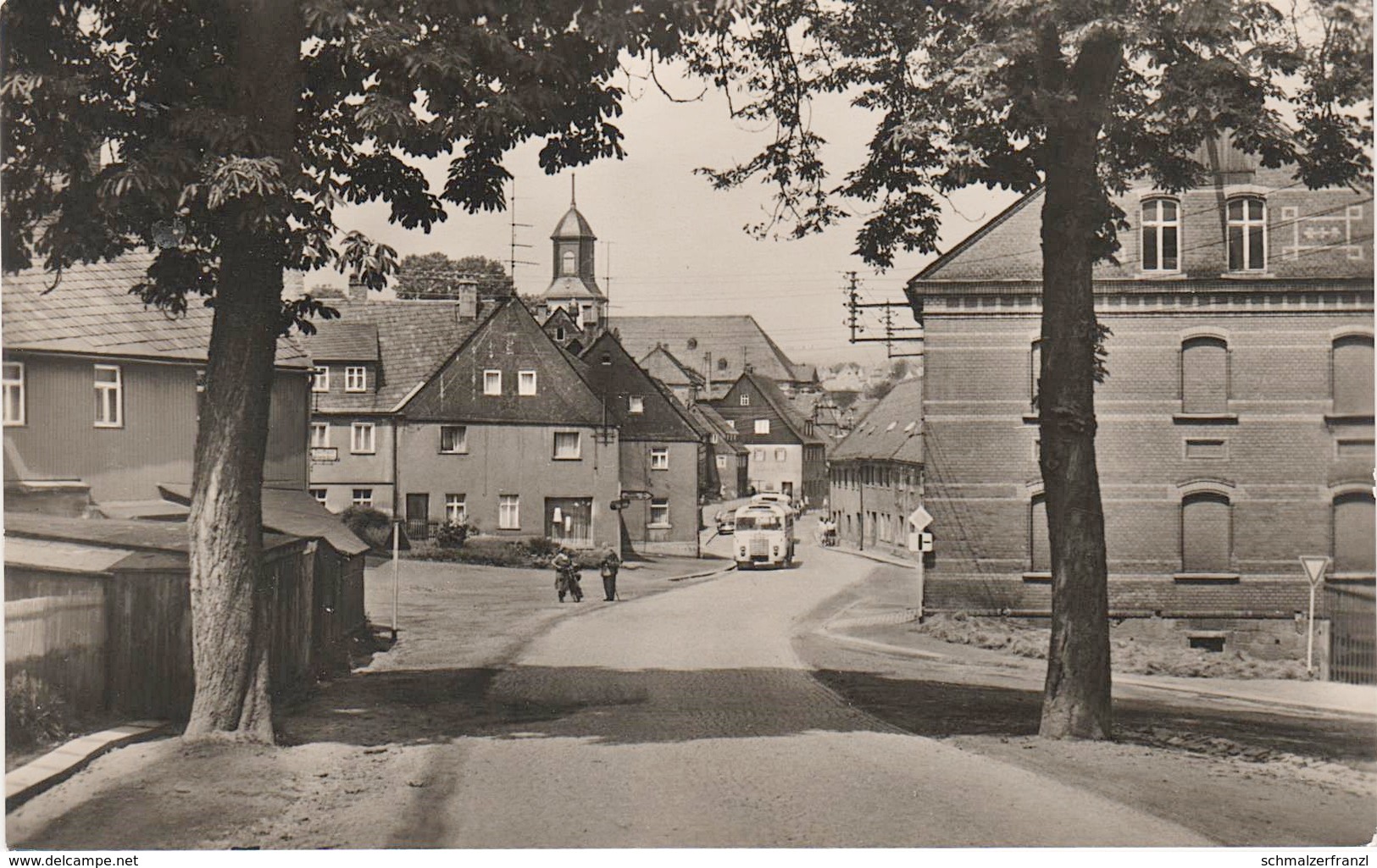 AK Grünhain Schwarzenberger Straße Ikarus Bus a Beierfeld Aue Schwarzenberg Lauter Bernsbach Elterlein Erzgebirge DDR