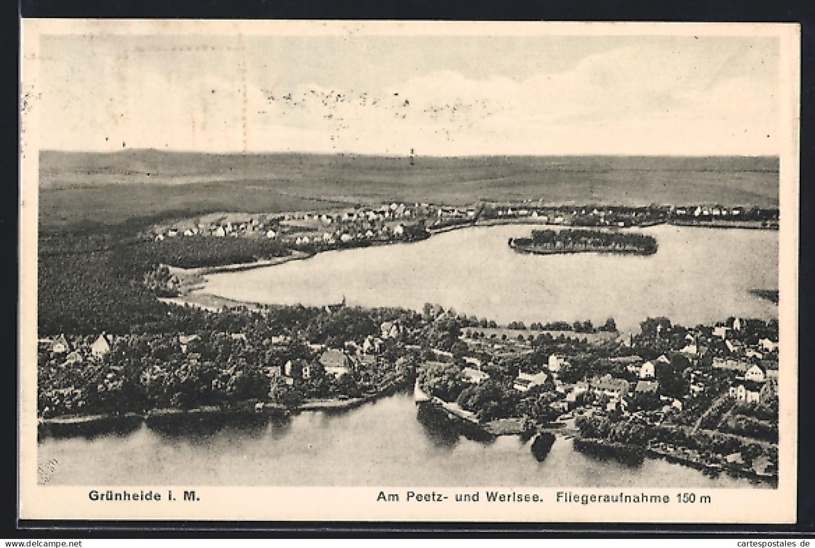 AK Grünheide i. M., Peetzsee, Werlsee, Fliegeraufnahme