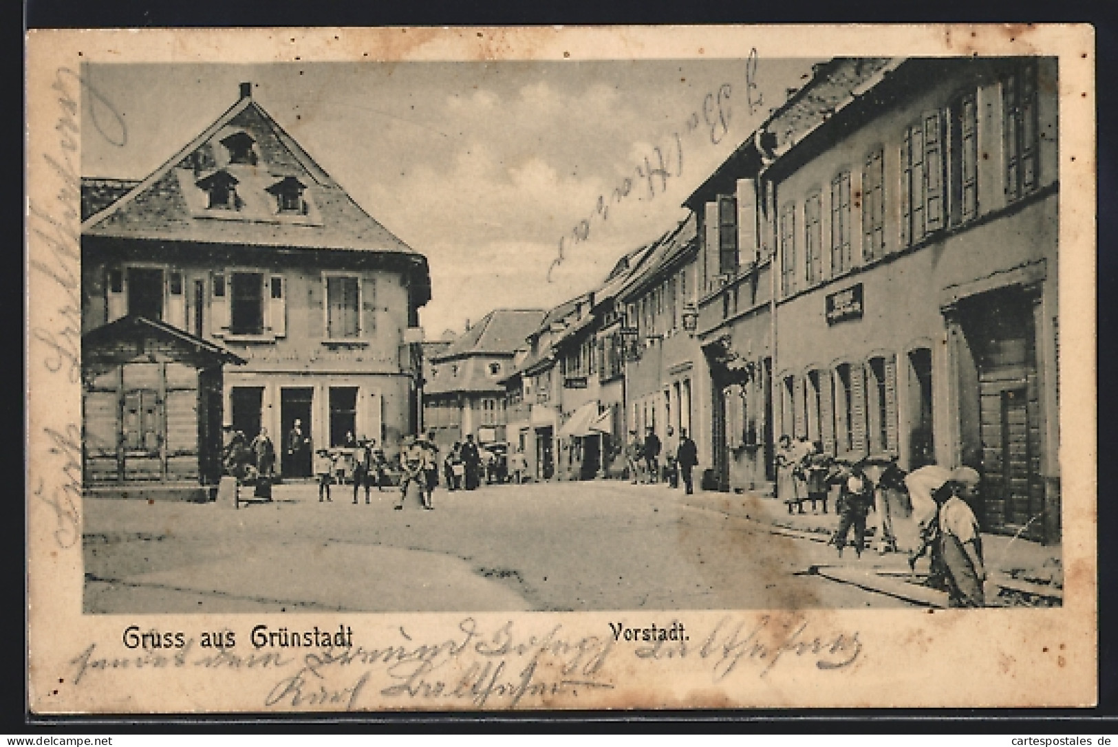 AK Grünstadt / Pfalz, Strasse in der Vorstadt