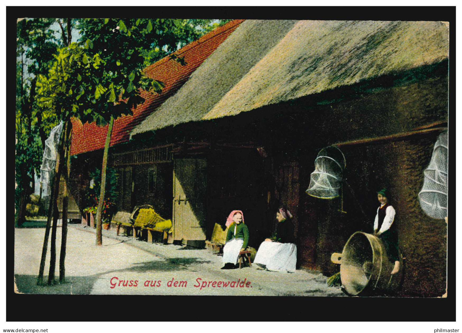 AK Gruss aus dem Spreewald Dorfidylle, STRAUPITZ 10.7.1912