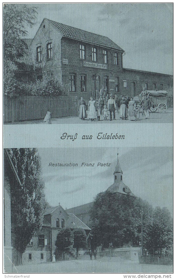 AK Gruss Eilsleben Restauration Gasthof Paetz bei Ummendorf Hakenstedt Seehausen Eggenstedt Oschersleben Bahnpost Berlin
