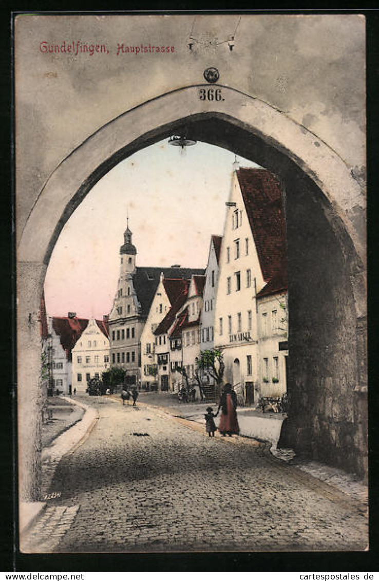 AK Gundelfingen, Hauptstrasse mit Gasthaus zum Adler