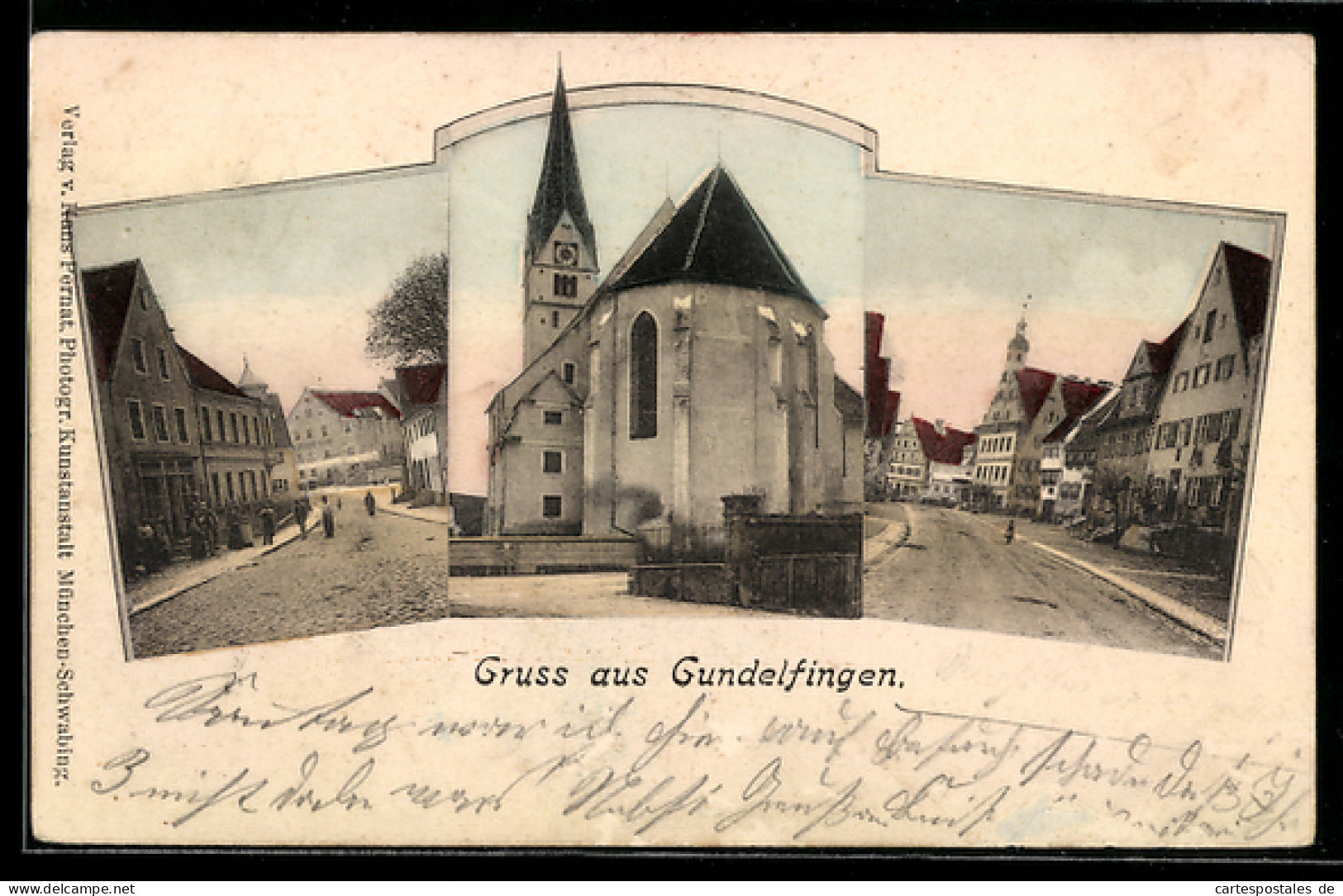 AK Gundelfingen, Strassenpartie und Kirche