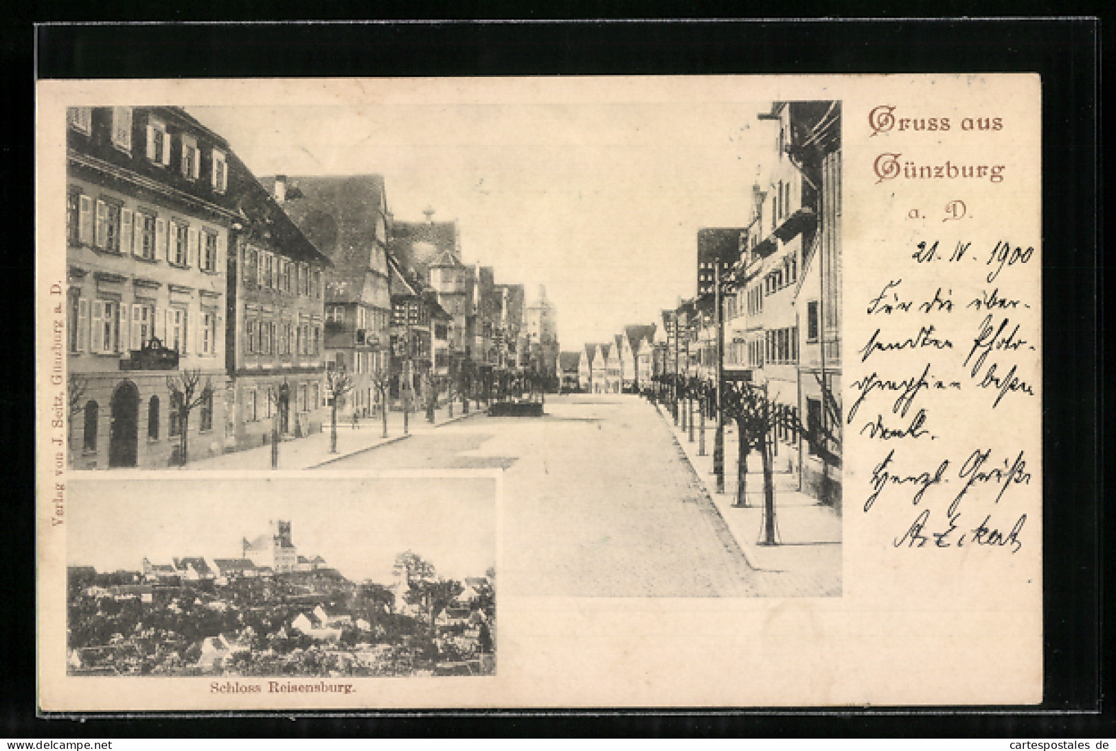 AK Günzburg a. D., Strassenpartie, Schloss Reisensburg