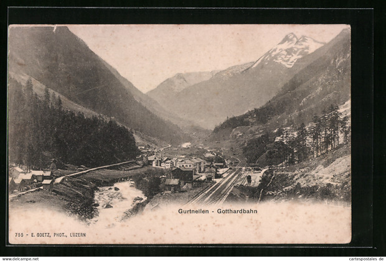 AK Gurtnellen, Panorama mit Bahnhof