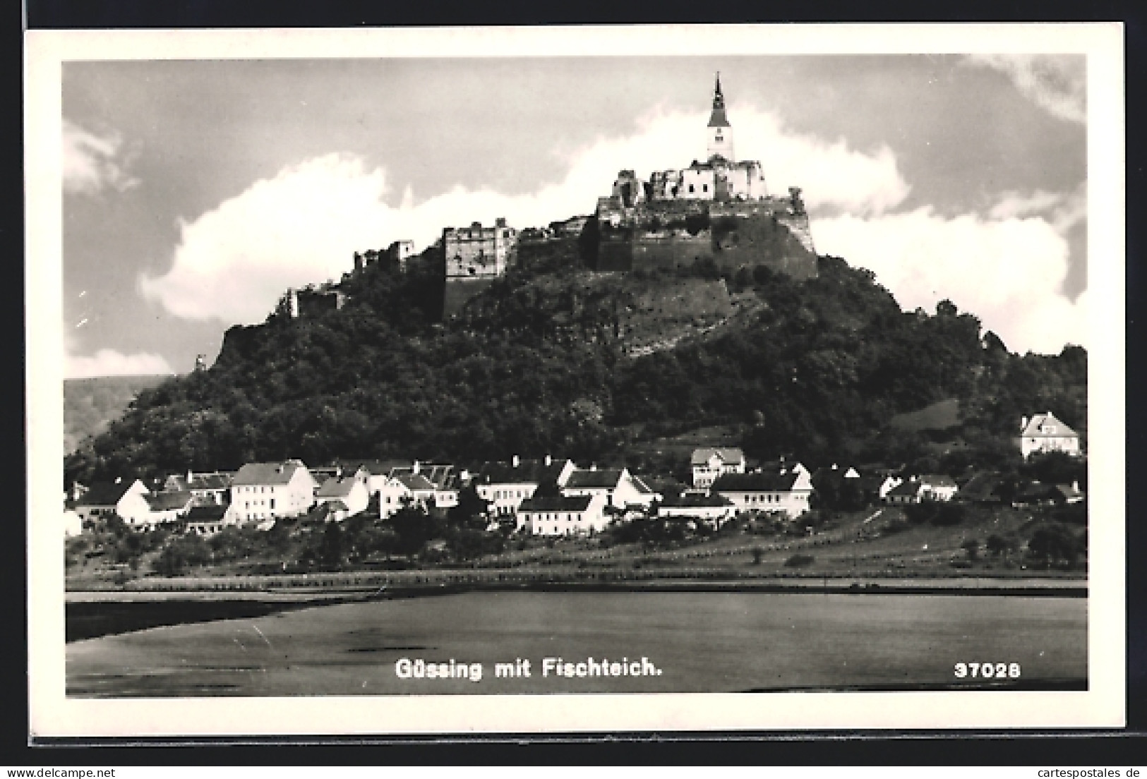 AK Güssing, Gesamtansicht mit Fischteich