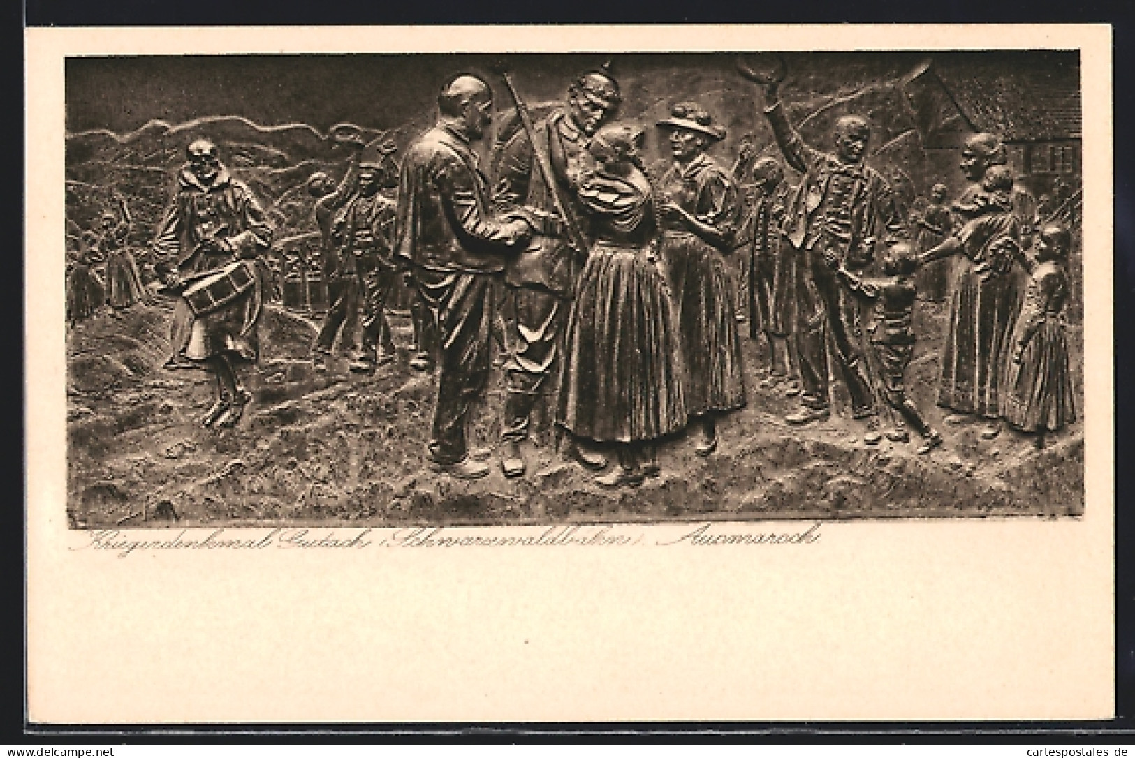 AK Gutach / Schwarzwaldbahn, Kriegerdenkmal, Ausmarsch