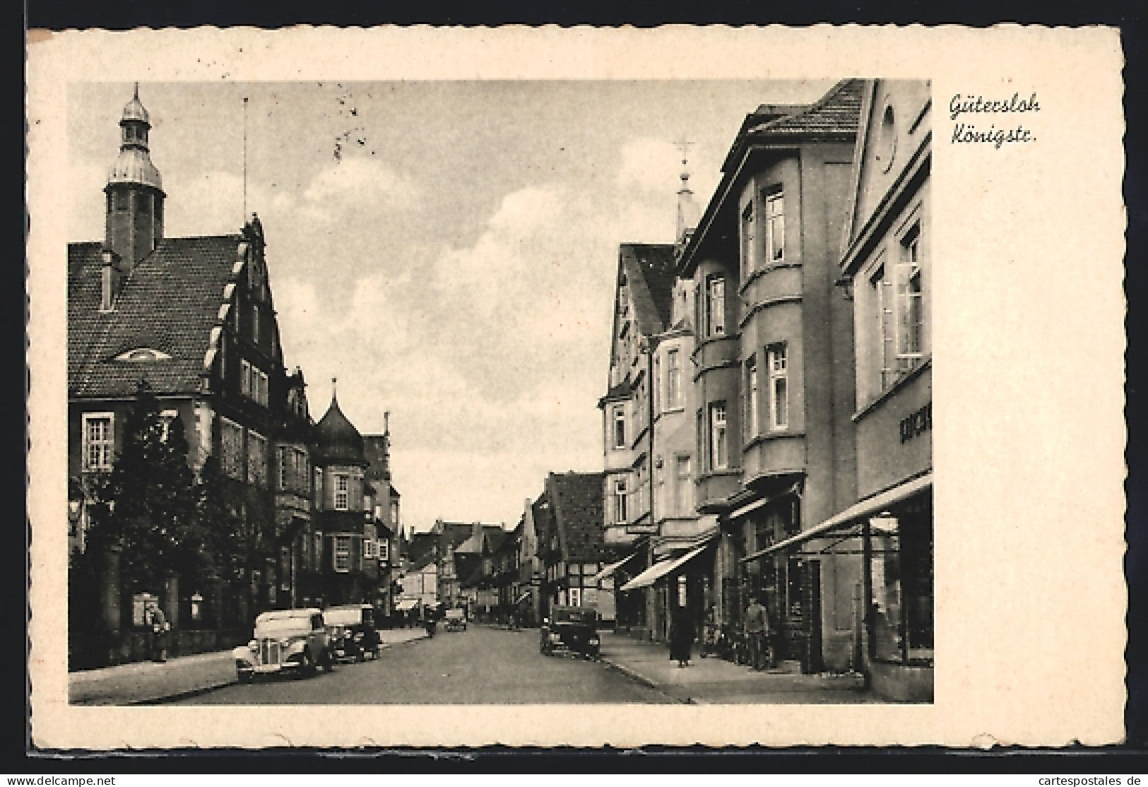 AK Gütersloh, Königstrasse mit Geschäften