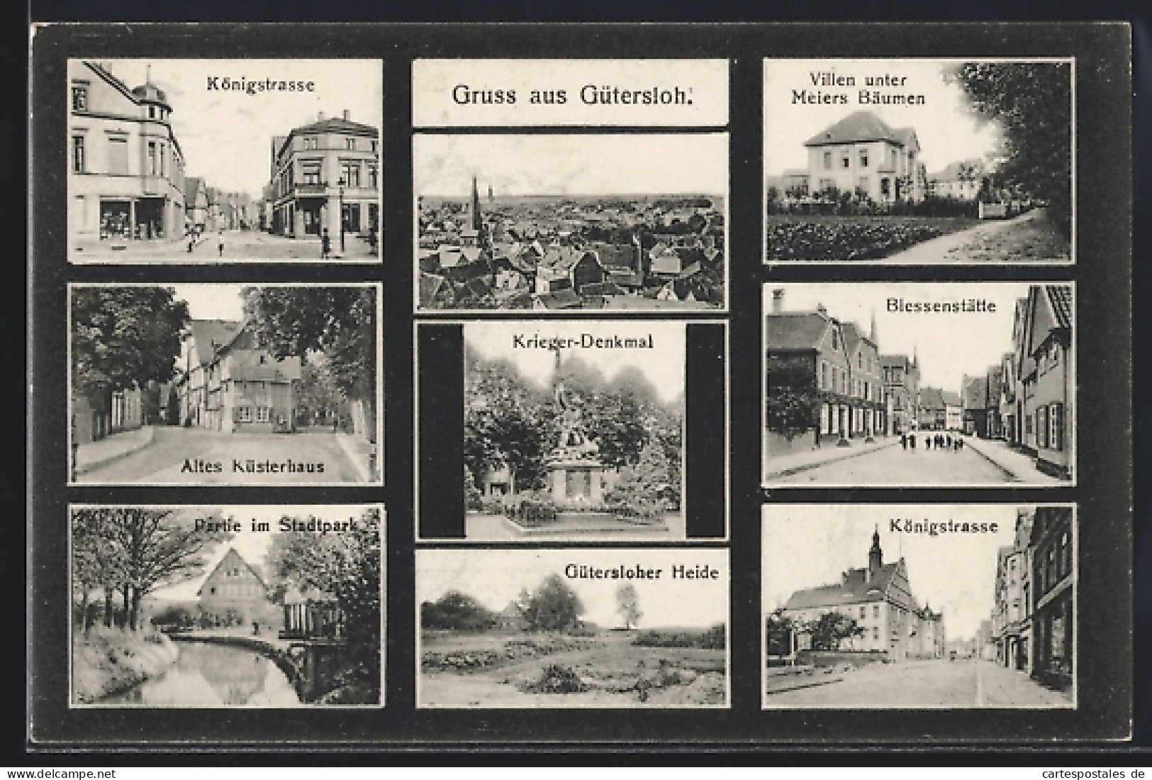 AK Gütersloh, Königstrasse, Villen unter Meiers Bäumen, Blessenstätte, Altes Küsterhaus