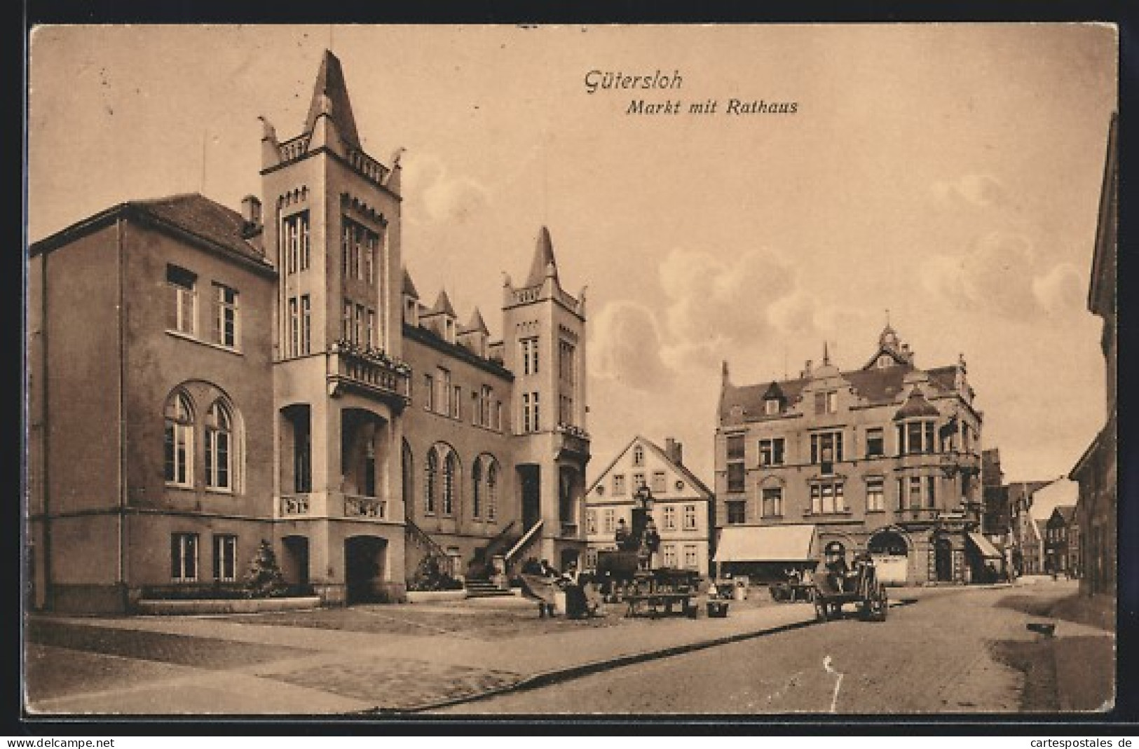 AK Gütersloh, Markt mit Rathaus