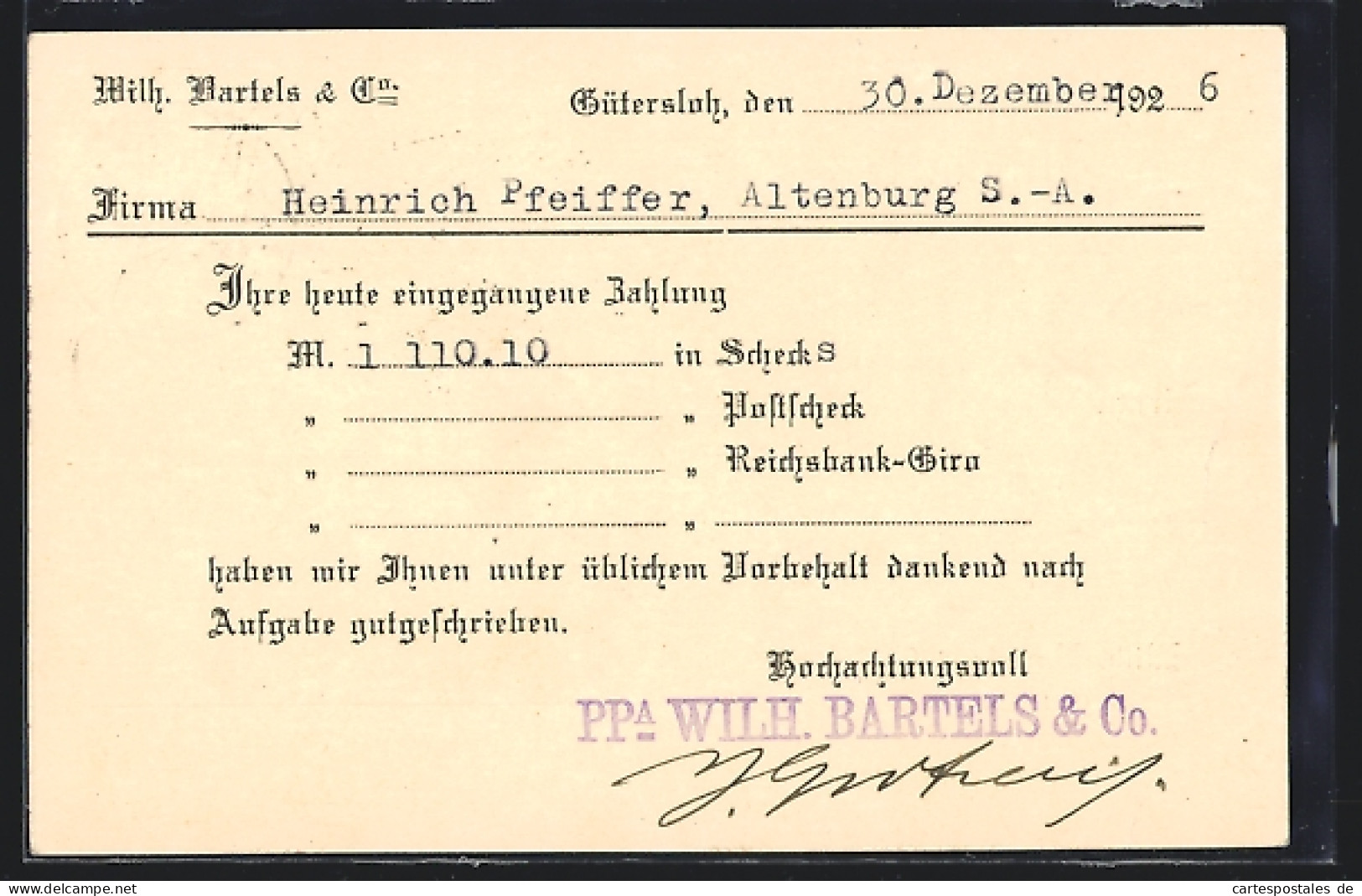 AK Gütersloh, Wilhelm Bartels & Co.